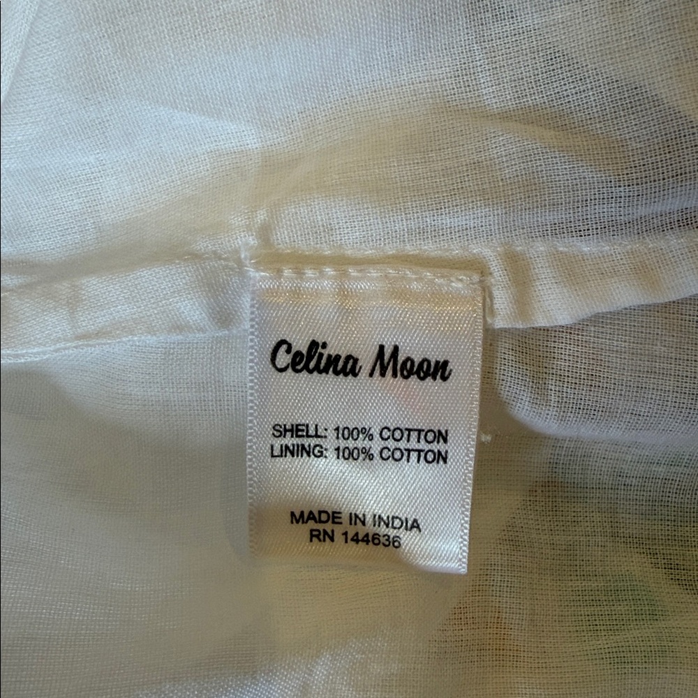 New with tags! CELINA MOON Floral Maxi Dress in White, Orange and turquoise - Picture 8 of 9